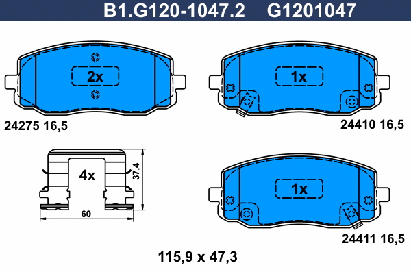 Kit de plaquettes de frein, frein à disque GALFER B1.G120-1047.2
