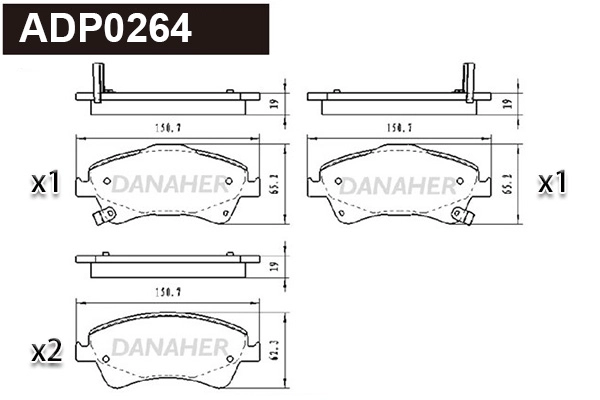 Kit de plaquettes de frein, frein à disque DANAHER ADP0264