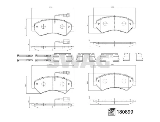Kit de plaquettes de frein, frein à disque SWAG 33 10 7998