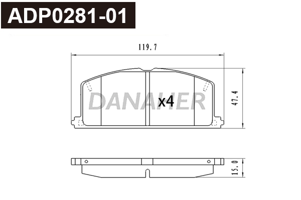 Kit de plaquettes de frein, frein à disque DANAHER ADP0281-01