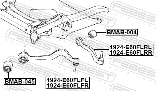 Bras de liaison, suspension de roue FEBEST 1924-E60FLRL