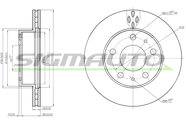 Disque de frein SIGMAUTO DBB171V