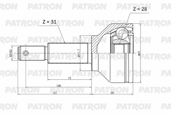 Jeu de joints, arbre de transmission PATRON PCV2179