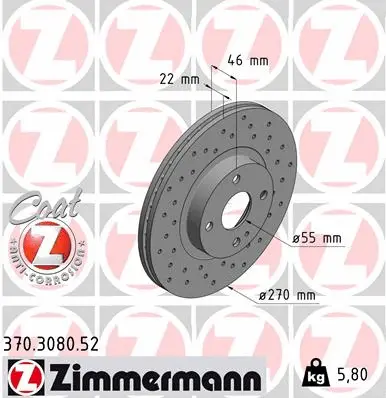 Disque de frein ZIMMERMANN 370.3080.52