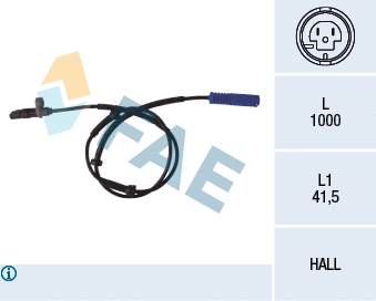Capteur, vitesse de roue FAE 78076