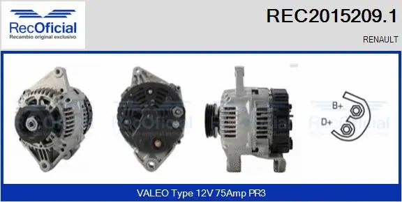 Alternateur RECOFICIAL REC2015209.1