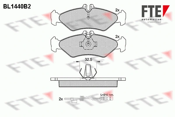 Kit de plaquettes de frein, frein à disque FTE 9010191