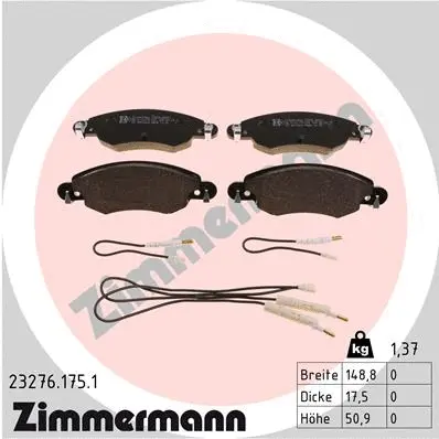 Kit de plaquettes de frein, frein à disque ZIMMERMANN 23276.175.1