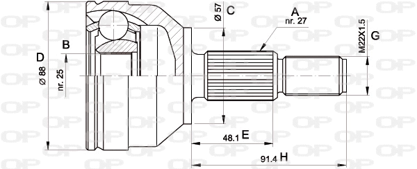 Jeu de joints, arbre de transmission OPEN PARTS CVJ5202.10