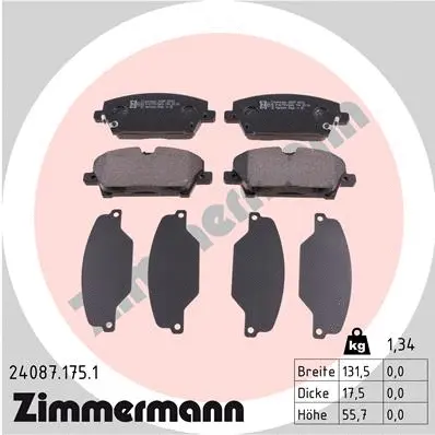 Kit de plaquettes de frein, frein à disque ZIMMERMANN 24087.175.1