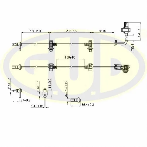 Capteur, vitesse de roue G.U.D. GABS02501