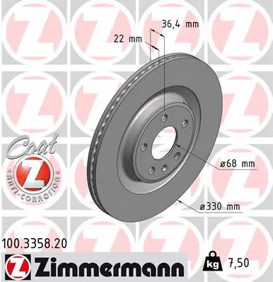 Disque de frein ZIMMERMANN 100.3358.20