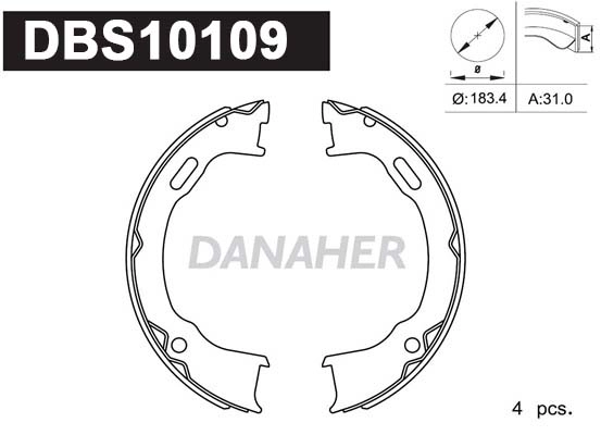 Jeu de mâchoires de frein, frein de stationnement DANAHER DBS10109