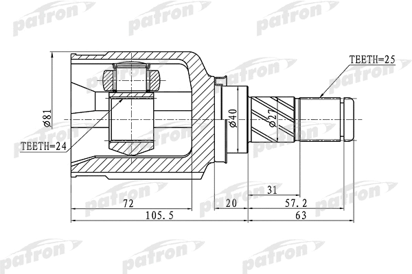 Jeu de joints, arbre de transmission PATRON PCV1411