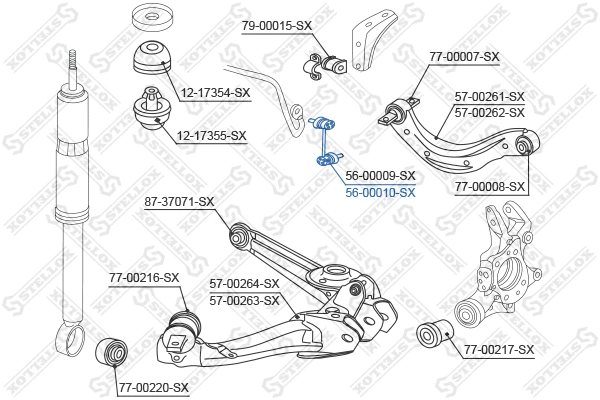Entretoise/tige, stabilisateur STELLOX 56-00010-SX