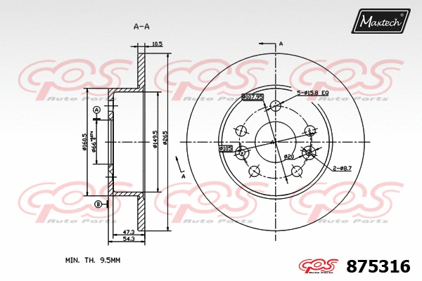 Disque de frein MAXTECH 875316