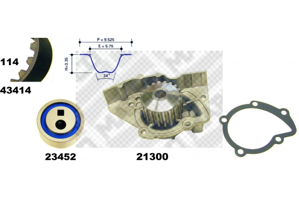 Pompe à eau + kit de courroie crantée MAPCO 41414