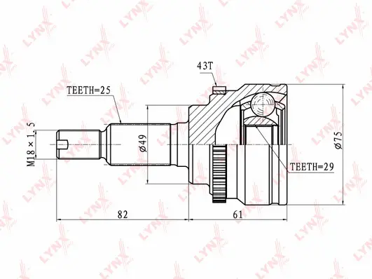Jeu de joints, arbre de transmission LYNXAUTO CO-7303A