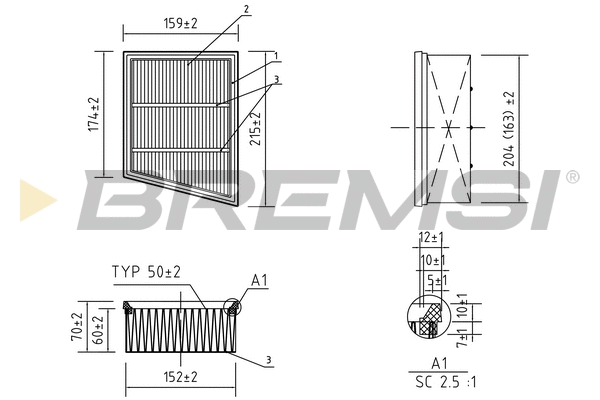 Filtre à air BREMSI FA0556