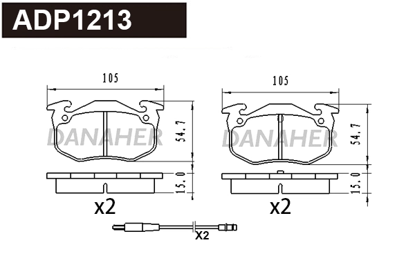 Kit de plaquettes de frein, frein à disque DANAHER ADP1213