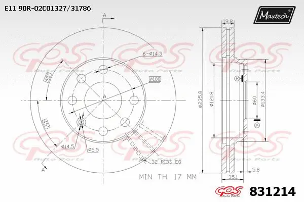 Disque de frein MAXTECH 831214