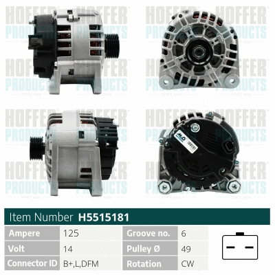 Alternateur HOFFER H5515181