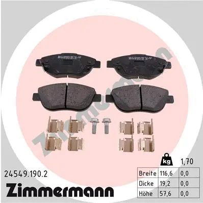 Kit de plaquettes de frein, frein à disque ZIMMERMANN 24549.190.2