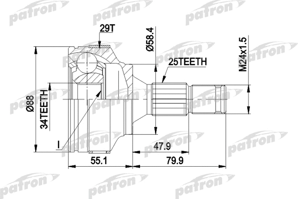 Jeu de joints, arbre de transmission PATRON PCV1302