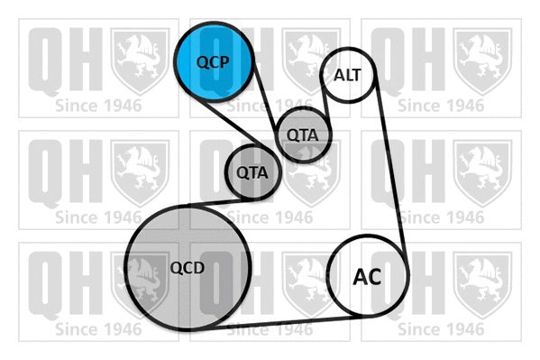 Jeu de courroies trapézoïdales à nervures QUINTON HAZELL QDK128