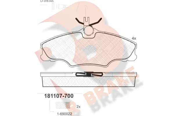Kit de plaquettes de frein, frein à disque R BRAKE RB1107-700