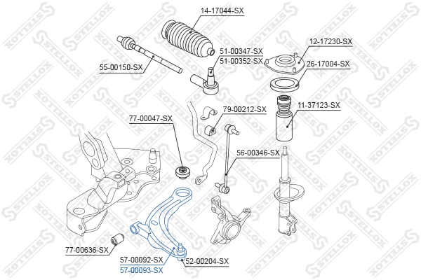 Bras de liaison, suspension de roue STELLOX 57-00093-SX