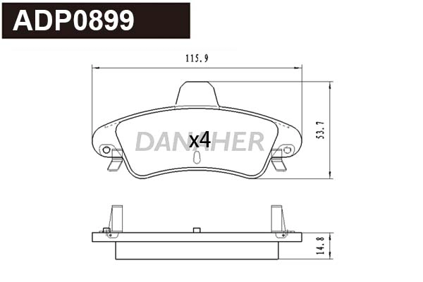 Kit de plaquettes de frein, frein à disque DANAHER ADP0899
