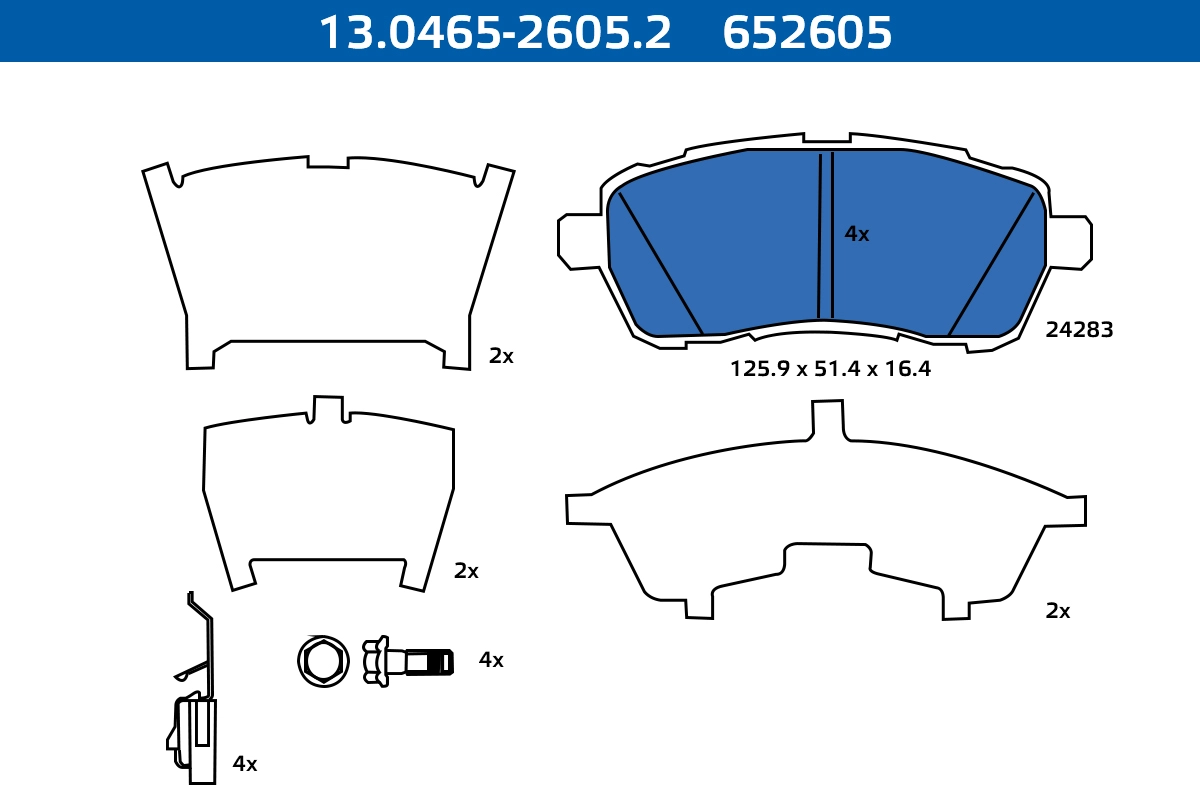 Kit de plaquettes de frein, frein à disque ATE-APAC 13.0465-2605.2