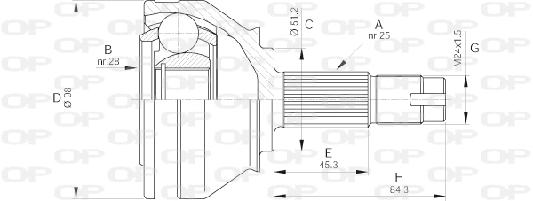 Jeu de joints, arbre de transmission OPEN PARTS CVJ5438.10