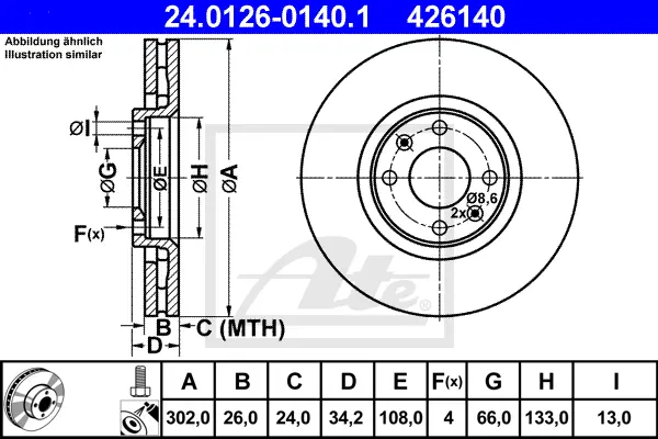 Disque de frein ATE-APAC 24.0126-0140.1
