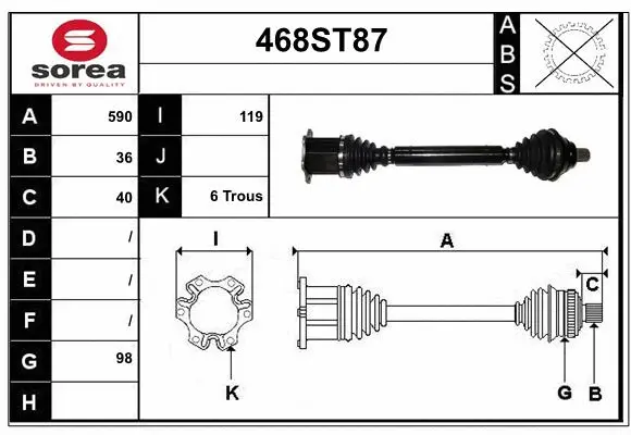 Arbre de transmission STARTCAR 468ST87