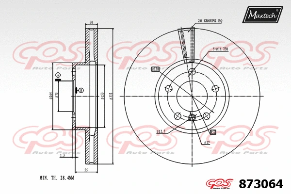 Disque de frein MAXTECH 873064