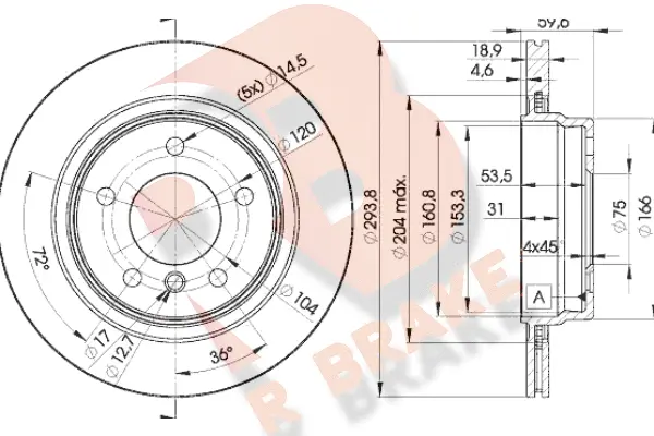 Disque de frein R BRAKE 78RBD25563