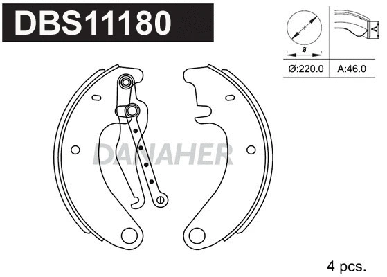 Jeu de mâchoires de frein DANAHER DBS11180