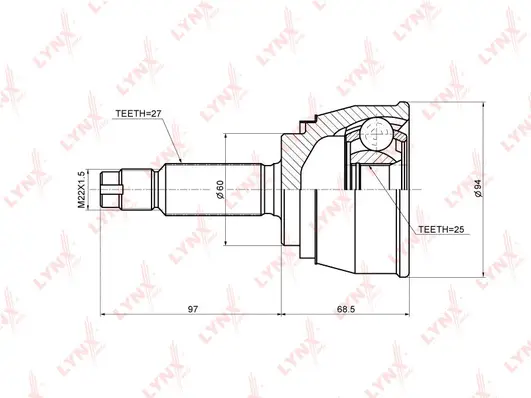 Jeu de joints, arbre de transmission LYNXAUTO CO-5527
