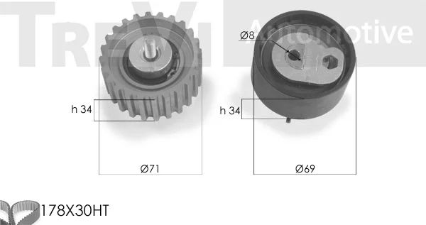 Pompe à eau + kit de courroie crantée TREVI AUTOMOTIVE KD1253HP