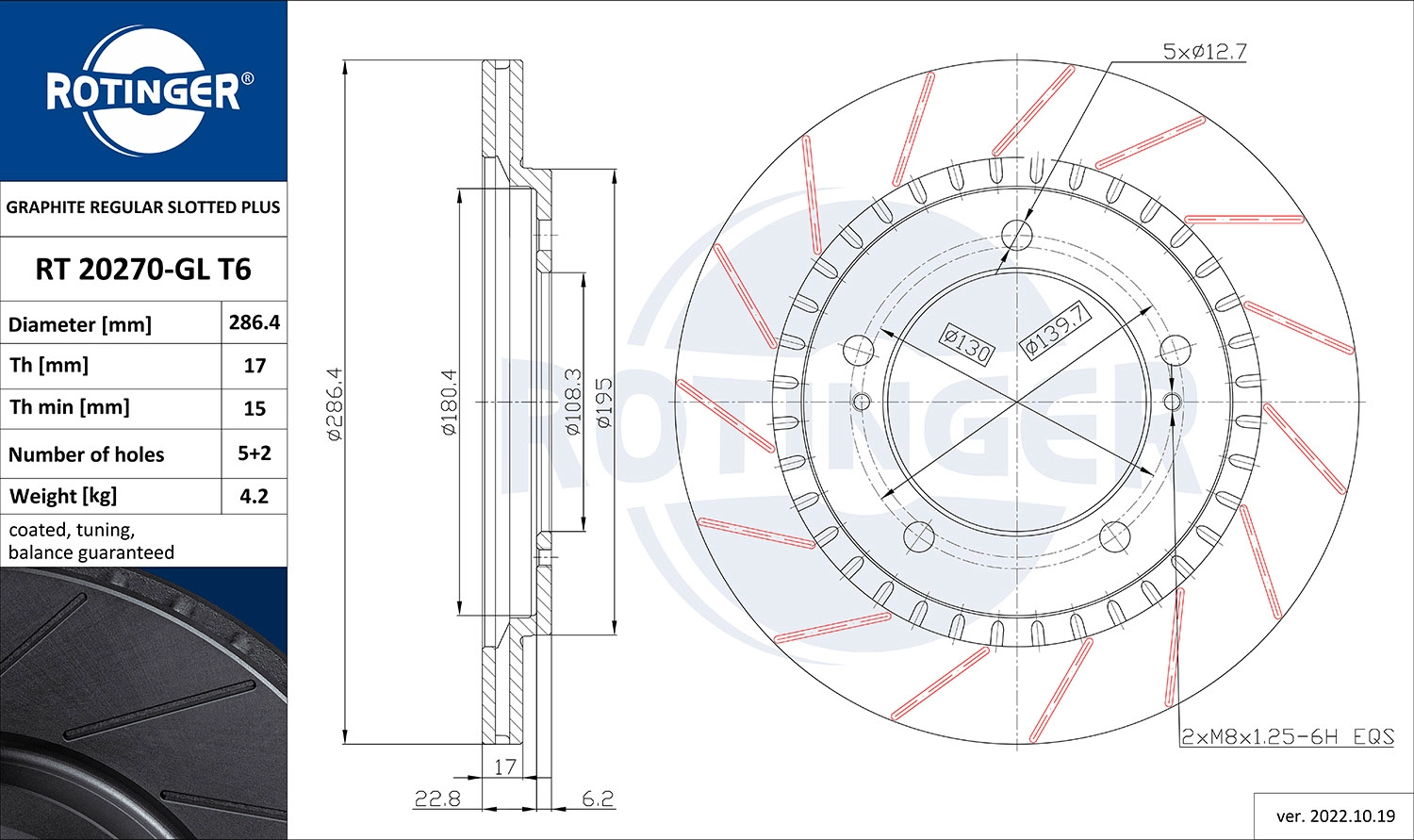 Disque de frein ROTINGER RT 20270-GL T6
