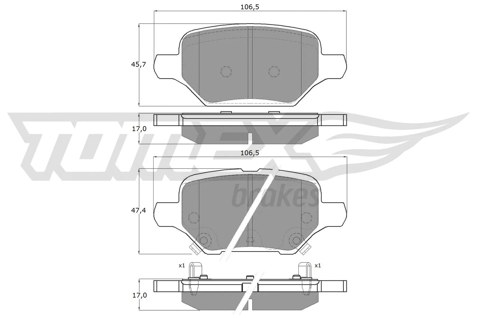 Kit de plaquettes de frein, frein à disque TOMEX Brakes TX 19-80