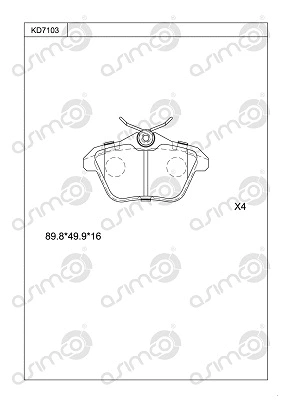 Kit de plaquettes de frein, frein à disque ASIMCO KD7103