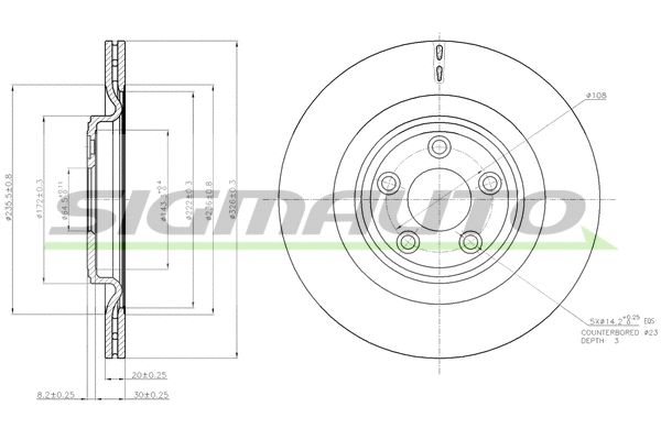 Disque de frein SIGMAUTO DBB703V