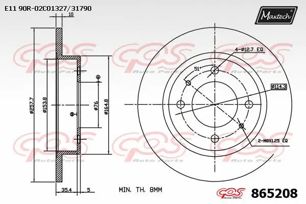 Disque de frein MAXTECH 865208