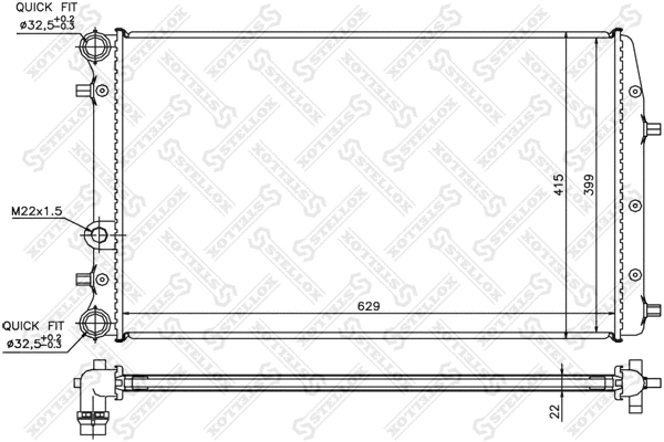 Radiateur, refroidissement du moteur STELLOX 10-25359-SX