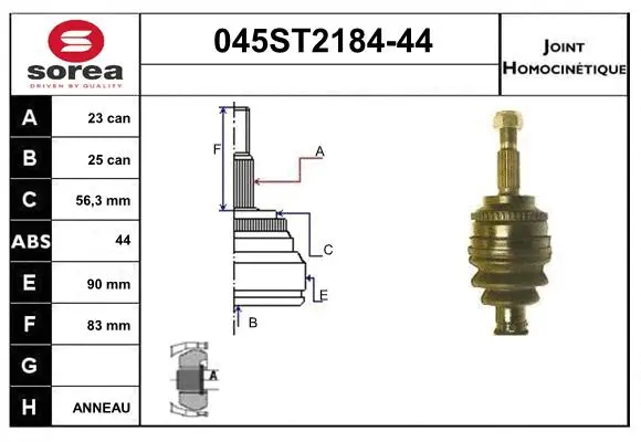 Jeu de joints, arbre de transmission STARTCAR 045ST2184-44