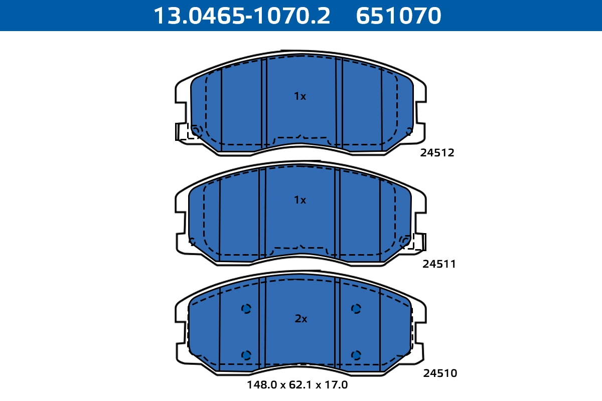 Kit de plaquettes de frein, frein à disque ATE-APAC 13.0465-1070.2