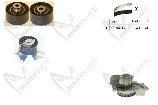 Pompe à eau + kit de courroie crantée MABYPARTS OBKWP0132
